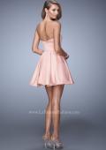 Picture of: Short Dress with Satin Skirt and Satin Bow Belt in Pink, Style: 21881, Back Picture