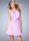 Picture of: Short Chiffon Gown with Gathering and Beaded Straps in Purple, Style: 21885, Main Picture