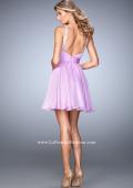 Picture of: Short Chiffon Gown with Gathering and Beaded Straps in Purple, Style: 21885, Back Picture