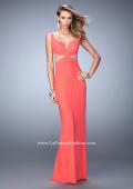 Picture of: V Neckline Net Gown with Gathered Bodice and Skirt in Orange, Style: 21886, Main Picture