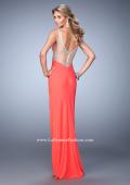 Picture of: V Neckline Net Gown with Gathered Bodice and Skirt in Orange, Style: 21886, Back Picture