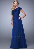 Picture of: One Shoulder Ruffle Evening Gown with A-line Skirt in Blue, Style: 21893, Main Picture