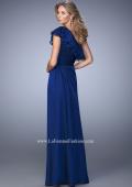 Picture of: One Shoulder Ruffle Evening Gown with A-line Skirt in Blue, Style: 21893, Back Picture