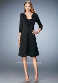 Picture of: Knee Length Jeweled Dress with Knee Length Coat in Black, Style: 21903, Detail Picture 2