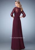 Picture of: Jewel and Lace Embroidered 3/4 Sleeve Evening Gown in Red, Style: 21915, Back Picture
