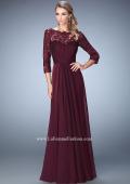 Picture of: Jewel and Lace Embroidered 3/4 Sleeve Evening Gown in Red, Style: 21915, Detail Picture 1