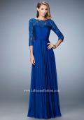 Picture of: Jewel and Lace Embroidered 3/4 Sleeve Evening Gown in Blue, Style: 21915, Detail Picture 2
