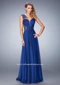 Picture of: Chiffon Prom Dress with Illusion Neckline and Rhinestones in Blue, Style: 21921, Back Picture