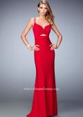 Picture of: Jersey Prom Dress with Open Back and Cut Outs in Red, Style: 21922, Detail Picture 1