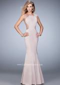 Picture of: Satin Mermaid Gown with Boat Neckline and Cut Outs in Nude, Style: 21926, Detail Picture 1