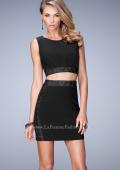 Picture of: Two Piece Lace Trim Jersey Prom Dress with Stones in Black, Style: 21935, Main Picture