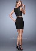 Picture of: Two Piece Lace Trim Jersey Prom Dress with Stones in Black, Style: 21935, Back Picture