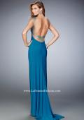 Picture of: Jersey Gown with Embellished Neckline and Train in Blue, Style: 21953, Back Picture