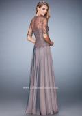 Picture of: Long Evening Gown with Full Skirt and 3/4 Length Sleeves in Brown, Style: 21957, Back Picture