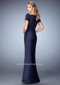 Picture of: Off the Shoulder Evening Gown with Jeweled Bodice in Blue, Style: 21962, Back Picture