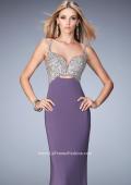 Picture of: Crystal Gem Encrusted Long Jersey Prom Gown in Purple, Style: 21968, Main Picture