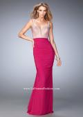 Picture of: Long Mermaid Gown with Plunging Neckline and Stones in Pink, Style: 21971, Main Picture