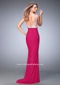 Picture of: Long Mermaid Gown with Plunging Neckline and Stones in Pink, Style: 21971, Back Picture