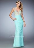 Picture of: Long Mermaid Gown with Plunging Neckline and Stones in Blue, Style: 21971, Detail Picture 1