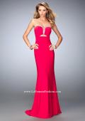 Picture of: Rhinestone Trim Prom Dress with Cut Outs and a Train in Pink, Style: 21973, Main Picture