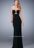 Picture of: Rhinestone Trim Prom Dress with Cut Outs and a Train in Black, Style: 21973, Detail Picture 1