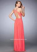Picture of: Long Prom Dress with High Neck and Rhinestones in Orange, Style: 21974, Back Picture