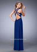 Picture of: Sultry Net Gown with Strappy Back and Soft Gathering in Blue, Style: 21976, Main Picture