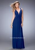 Picture of: Sultry Net Gown with Strappy Back and Soft Gathering in Blue, Style: 21976, Back Picture