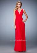 Picture of: Sultry Net Gown with Strappy Back and Soft Gathering in Red, Style: 21976, Detail Picture 2