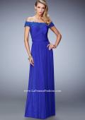 Picture of: Off the Shoulder Net Gown with Gathered Skirt and Bodice in Blue, Style: 21979, Main Picture