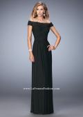 Picture of: Off the Shoulder Net Gown with Gathered Skirt and Bodice in Black, Style: 21979, Detail Picture 2
