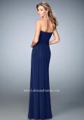 Picture of: Net Prom Gown with Gathered Bodice and Side Slit in Blue, Style: 22002, Back Picture