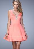 Picture of: Satin Dress with Thick Straps and Deep V Open Back in Orange, Style: 22009, Main Picture