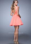Picture of: Satin Dress with Thick Straps and Deep V Open Back in Orange, Style: 22009, Back Picture