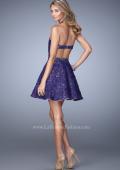 Picture of: Lace Halter Dress with thin Beaded Belt and Open Back in Purple, Style: 22011, Back Picture