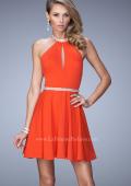 Picture of: Bold Jersey Short Dress with Halter Neckline and Stones in Orange, Style: 22016, Main Picture