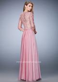 Picture of: Lace and Jeweled Embroidered Evening Gown in Pink, Style: 22031, Back Picture