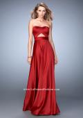 Picture of: Scoop Neck and Pleated Bodice Stretch Satin Dress in Red, Style: 22052, Main Picture