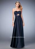 Picture of: Scoop Neck and Pleated Bodice Stretch Satin Dress in Blue, Style: 22052, Detail Picture 1