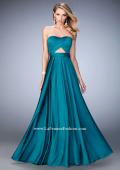 Picture of: Scoop Neck and Pleated Bodice Stretch Satin Dress in Green, Style: 22052, Detail Picture 2