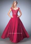 Picture of: Long Chiffon prom Gown with Sheer Back and Rhinestones in Pink, Style: 22053, Detail Picture 1