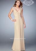 Picture of: Prom Gown with Gathered Bodice and Beaded Lace Detail in Nude, Style: 22055, Main Picture