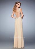 Picture of: Prom Gown with Gathered Bodice and Beaded Lace Detail in Nude, Style: 22055, Back Picture