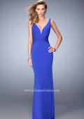 Picture of: V Neckline Jersey Gown with Open Deep V Back in Blue, Style: 22060, Main Picture