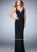 Picture of: V Neckline Jersey Gown with Open Deep V Back in Black, Style: 22060, Detail Picture 2