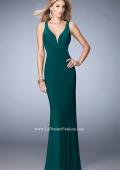 Picture of: V Neckline Jersey Gown with Open Deep V Back in Green, Style: 22060, Detail Picture 3