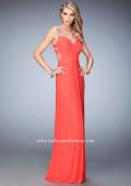 Picture of: Crystal Gem Embellished Prom Gown with Gathering in Orange, Style: 22068, Main Picture