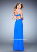 Picture of: Crystal Gem Embellished Prom Gown with Gathering in Blue, Style: 22068, Back Picture