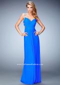 Picture of: Crystal Gem Embellished Prom Gown with Gathering in Blue, Style: 22068, Detail Picture 1