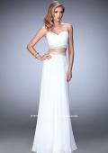Picture of: Two Piece Chiffon Gown with Sweetheart Neck and Stones in White, Style: 22069, Detail Picture 3